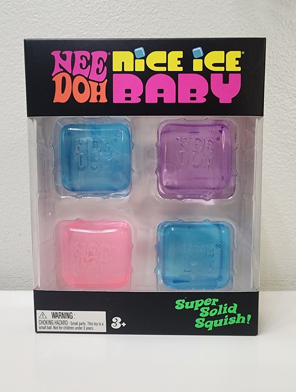 NeeDoh Nice Ice Baby Super Solid Squish. New In Box. 2 Blue, 1 Pink, 1 Purple